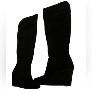 Chocolate Blu Duffy Wedge Black Boots Sz 9 1/2